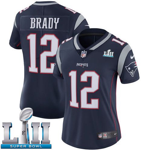 Women New England Patriots #12 Brady Blue Limited 2018 Super Bowl NFL Jerseys